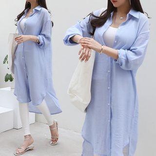 Dip-back Longline Sheer Shirt