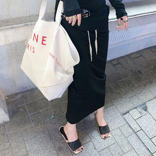 Drawstring Midi Straight-fit Skirt