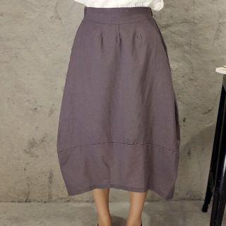 Shirred-side A-line Skirt