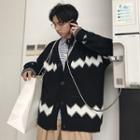 Chevron Stripe Buttoned Cardigan