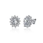 Sparkling Bright Luxury Elegant Noble Fashion Flower Cubic Zircon Earrings Purple - One Size