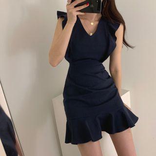 Sleeveless Tie Back Ruffled Slim Fit Dress