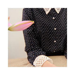Eyelet-lace Detail Pattern Blouse