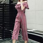Off-shoulder Striped Jumpsuit