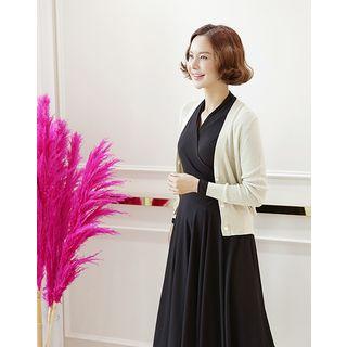 Faux-pearl Button Glitter Cardigan