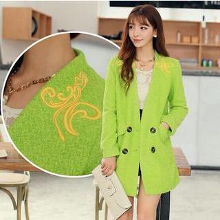 Embroidered Double-breasted Coat