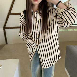 Pinstriped Shirt Black Stripe - Almond - One Size