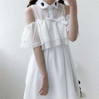 Cold-shoulder Chiffon Shirtdress