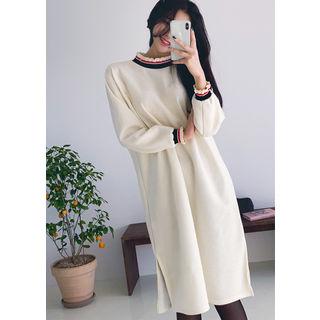 Tall Size Stripe-trim Pullover Dress