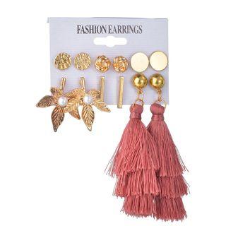 Set Of 6: Assorted Earring 1 Pair - Red - One Size