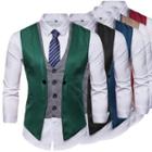 Mock-two Piece V-neck Buttoned Vest