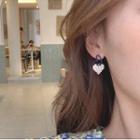 Alloy Rhinestone Heart Dangle Earring 1 Pair - 925 Silver - Earrings - One Size
