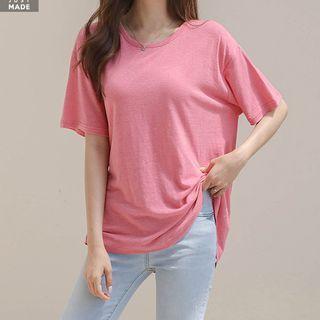 Knot-back Loose-fit Linen T-shirt