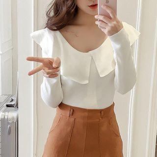 Ruffle Long-sleeve Knit Top