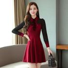 Ribbon Chiffon Panel A-line Mini Dress