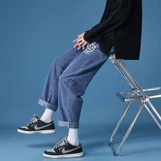 Smiley Print Loose Fit Jeans