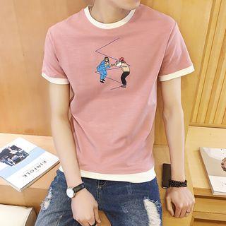 Embroidered Piped T-shirt