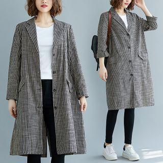 Pinstriped Single-breasted Linen Coat