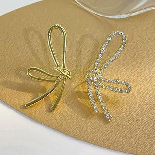 Asymmetrical Bow Drop Earring 1 Pair - Dc - Gold - One Size