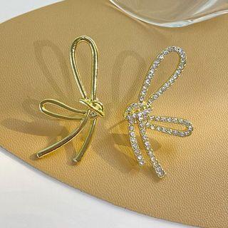 Asymmetrical Bow Drop Earring 1 Pair - Dc - Gold - One Size