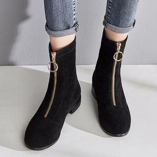 Genuine Leather Zippers Ankle Boots