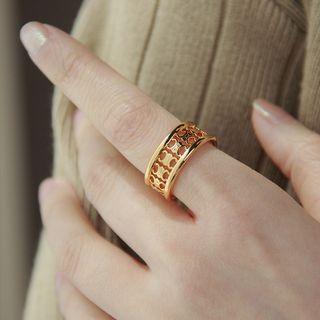 Cutout Alloy Ring J1889 - 1 Pc - Gold - One Size