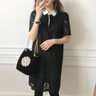 Lace Short Sleeve Collared Dress