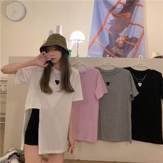 Short-sleeve Heart Print Chained T-shirt