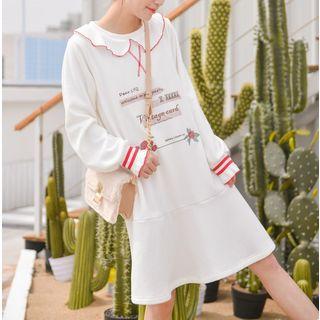 Long-sleeve Letter Print Collared Dress