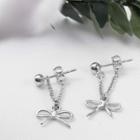 925 Sterling Silver Ribbon Accent Earring 1 Pair - Silver - One Size