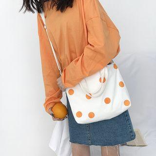 Polka Dot Canvas Tote Bag / Shoulder Bag / Crossbody Bag