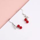 925 Sterling Silver Rhinestone & Bead Cherry Hook Earring