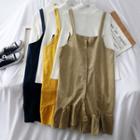 Set: High-neck Knit Top + Asymmetric Sleeveless Dress