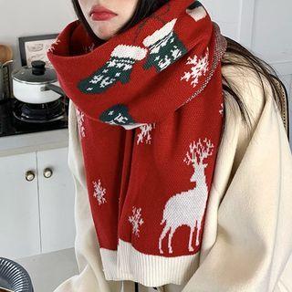 Christmas Deer Knit Shawl