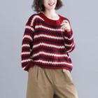 Wavy Stripe Sweater As Shown In Figure - L