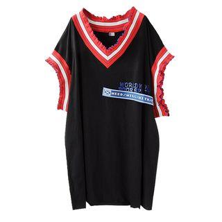 Lettering V-neck Sleeveless Dress