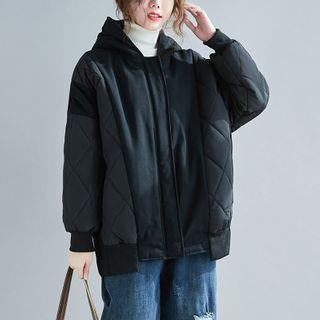 Long-sleeve Argyle Hooded Padded Coat