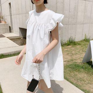 Cap-sleeve Frill Trim Dress