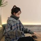 Paneled Plaid Hoodie
