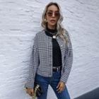 Checked Faux Pearl Button Jacket