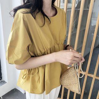 Puff-sleeve Tie Waist Top