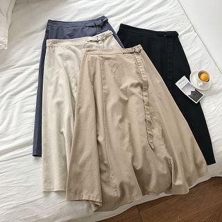 Plain Asymmetric Lace-up Skirt