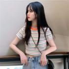 Short-sleeve Striped T-shirt Stripes - One Size
