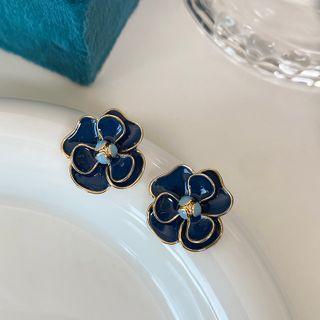 Flower Stud Earring 1 Pair - Dark Blue - One Size