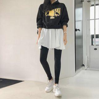 Layered-hem Varsity Letter Hoodie
