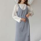 Double-strap Stitched Long Dress With Sash