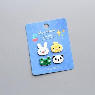 Set Of 4 : Animal Embroidered Patch / Set Of 2 : Brooch