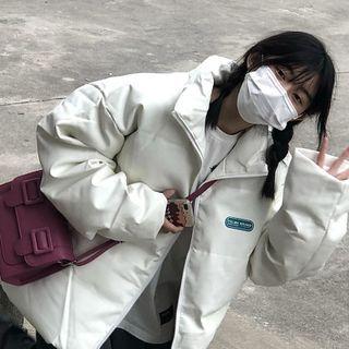 Turtleneck Letter Zip Oversize Padded Jacket