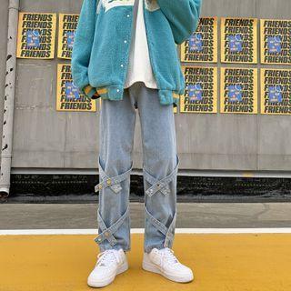 Tie-strap Straight Leg Jeans