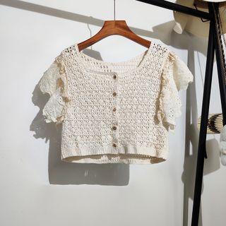 Cap-sleeve Crochet Knit Top
